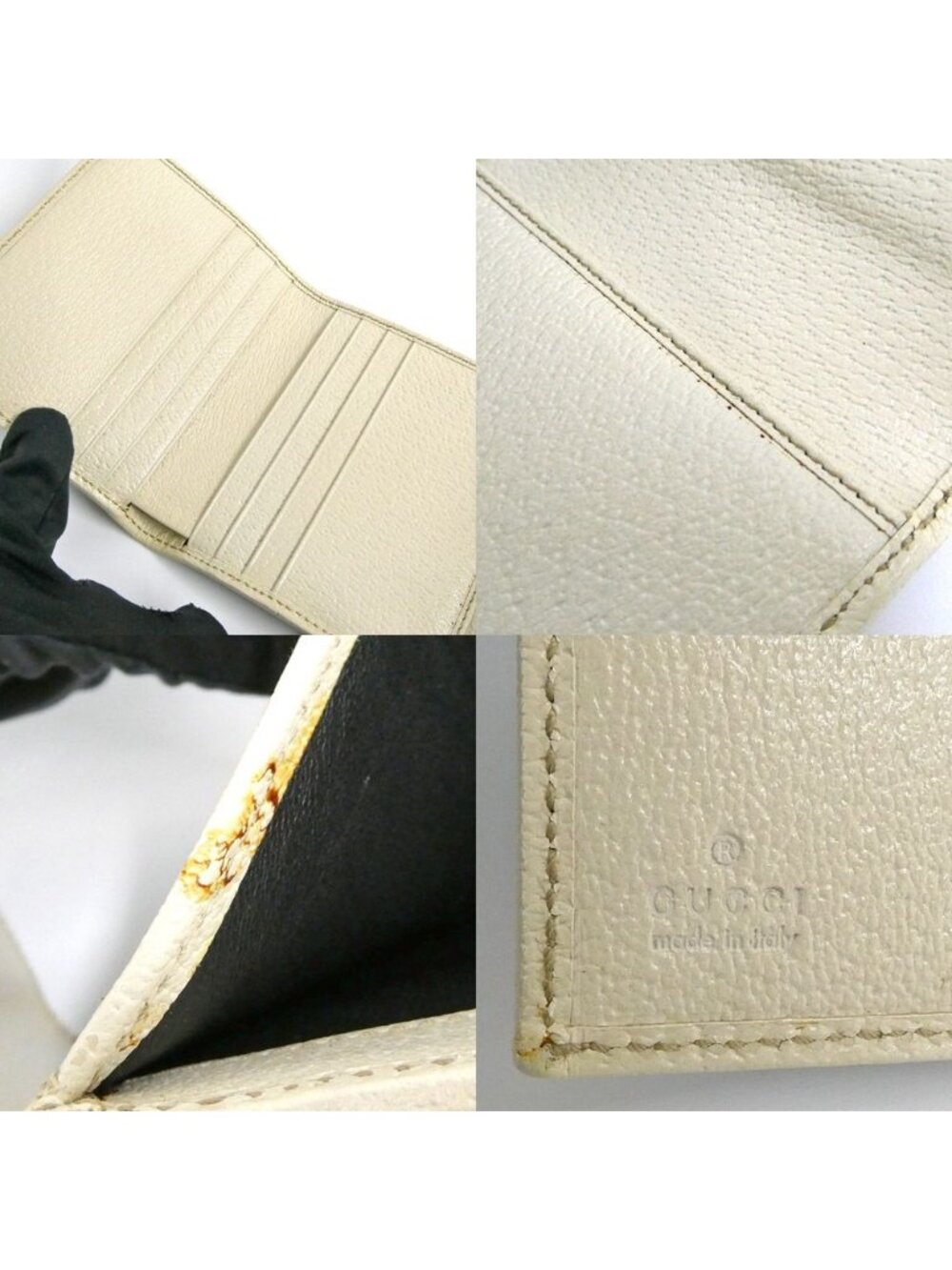 Gucci Trifold Wallet Black White Compact Logo - Picture 9 of 10